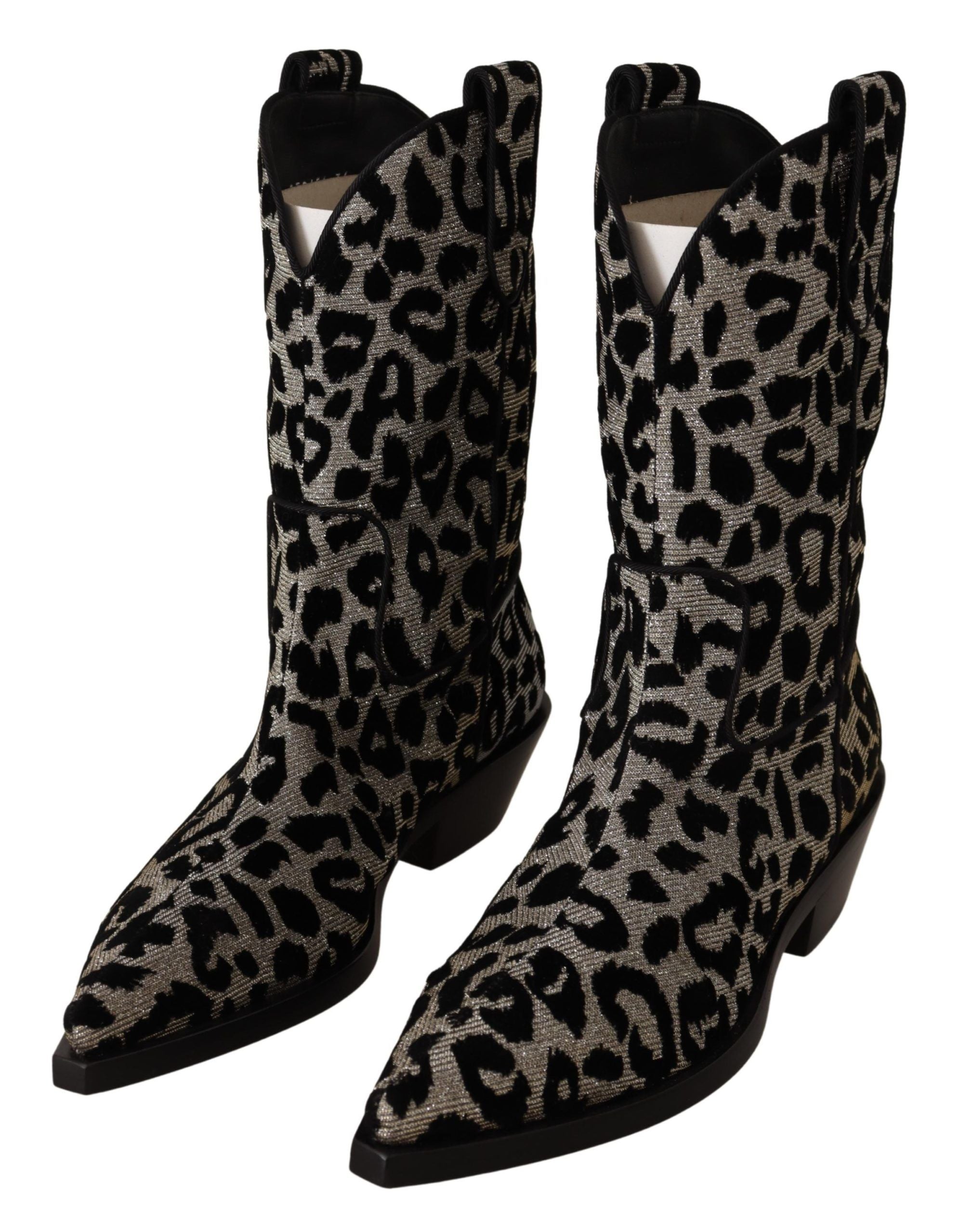 Dolce & Gabbana Elegant Leopard Print Mid Calf Boots