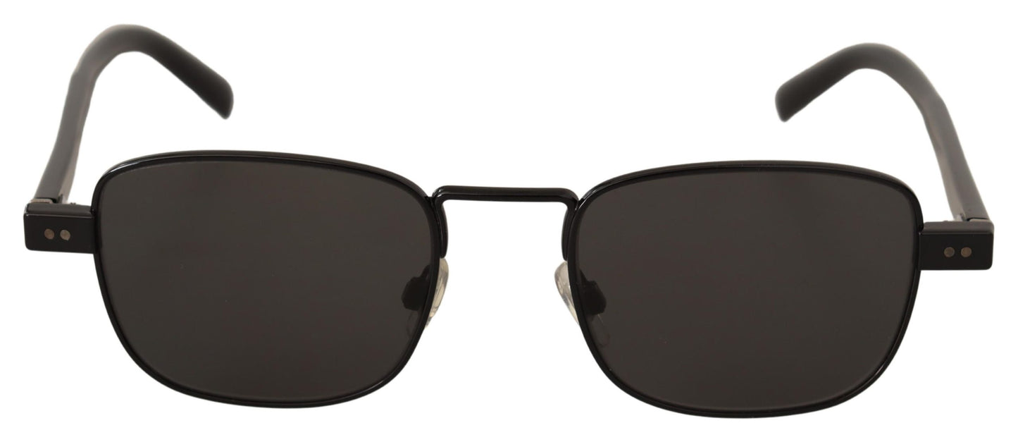 Black Metal Full Rim Rectangle Shape Lens Sunglasses