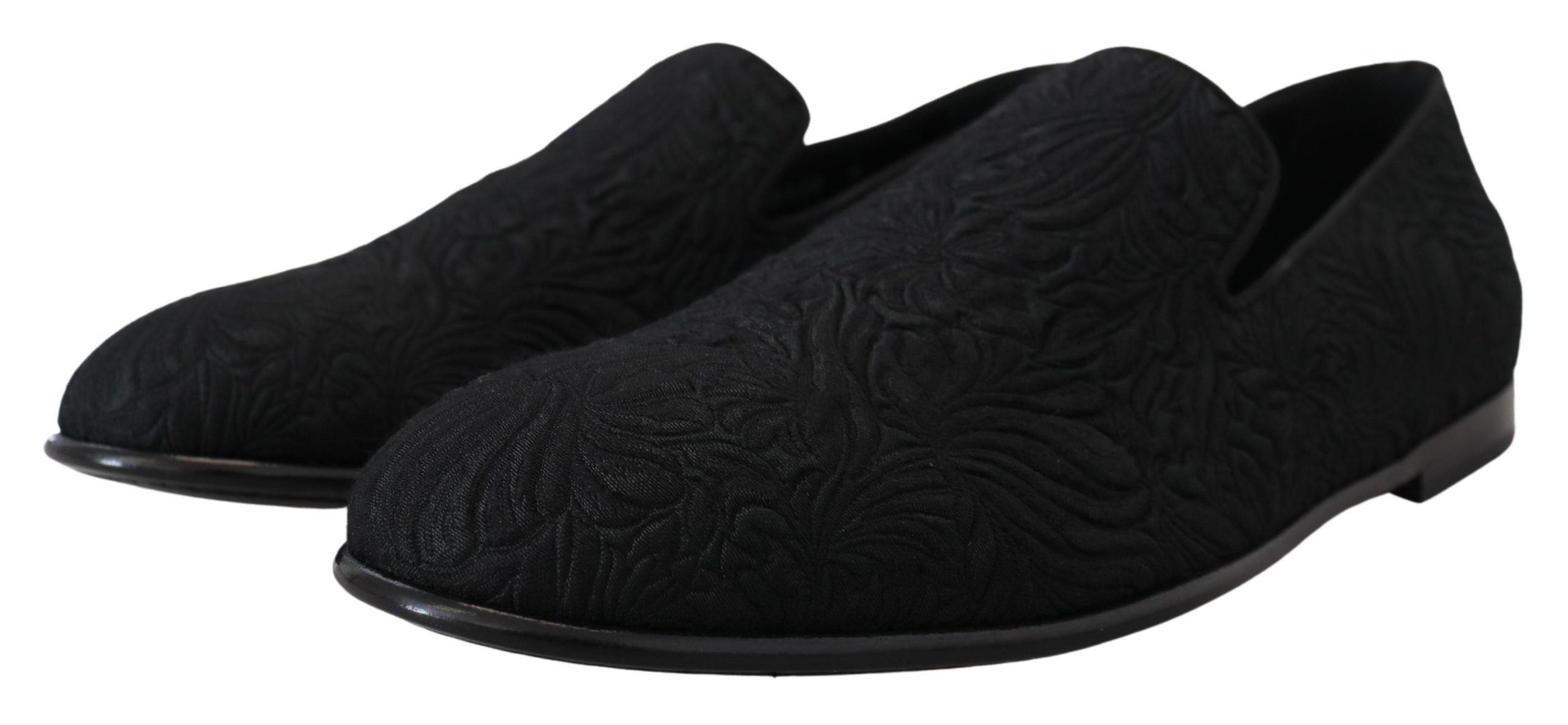 Dolce & Gabbana Elegant Jacquard Black Loafers Slide On Flats