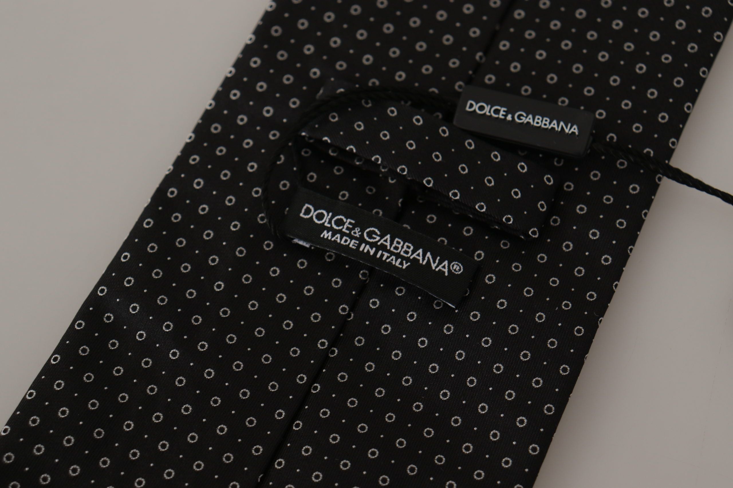 Dolce & Gabbana Elegant Black White Polka Dot Silk Tie