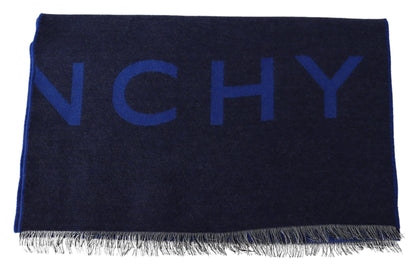 Givenchy Blue Wool Unisex Winter Warm  Scarf Wrap Shawl