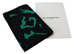 Givenchy Elegant Wool Silk Black Unisex Scarf