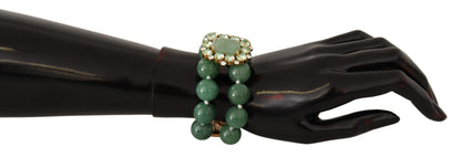 Green Gem Crystals Gold Brass Armband SFERE Bracelet