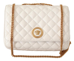 White Quilted Nappa Leather Medusa Shoulder Bag