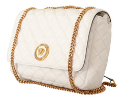 White Quilted Nappa Leather Medusa Shoulder Bag