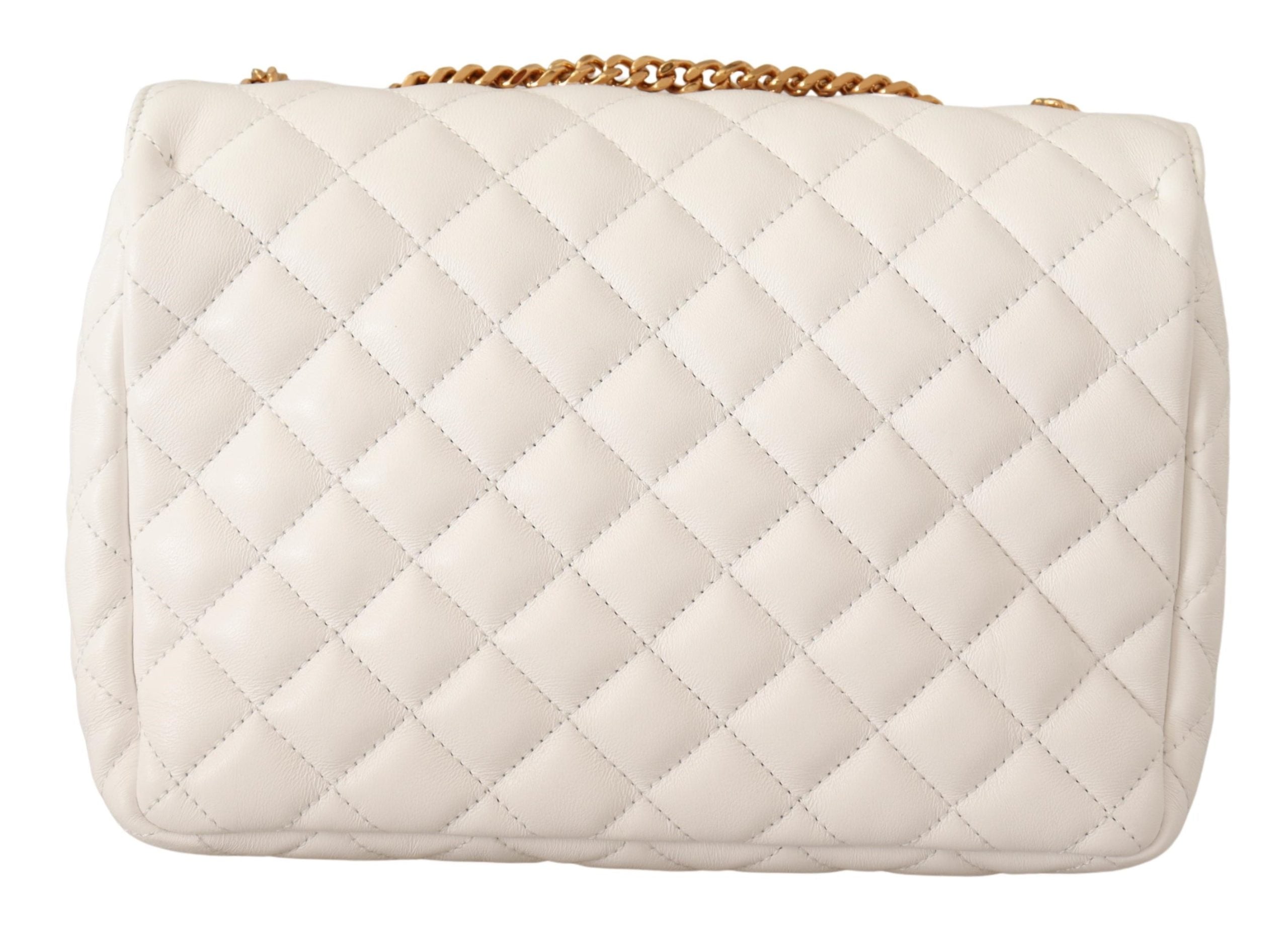 White Quilted Nappa Leather Medusa Shoulder Bag