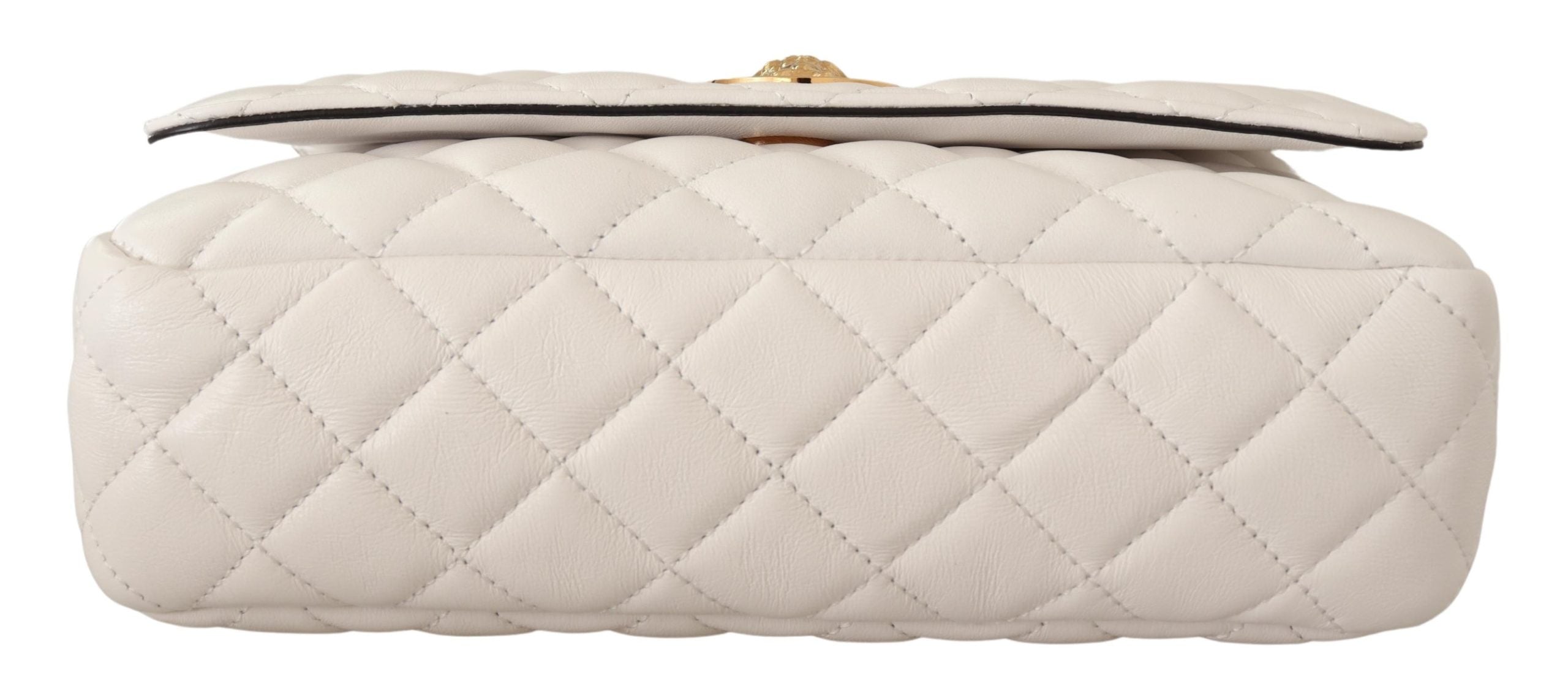 White Quilted Nappa Leather Medusa Shoulder Bag