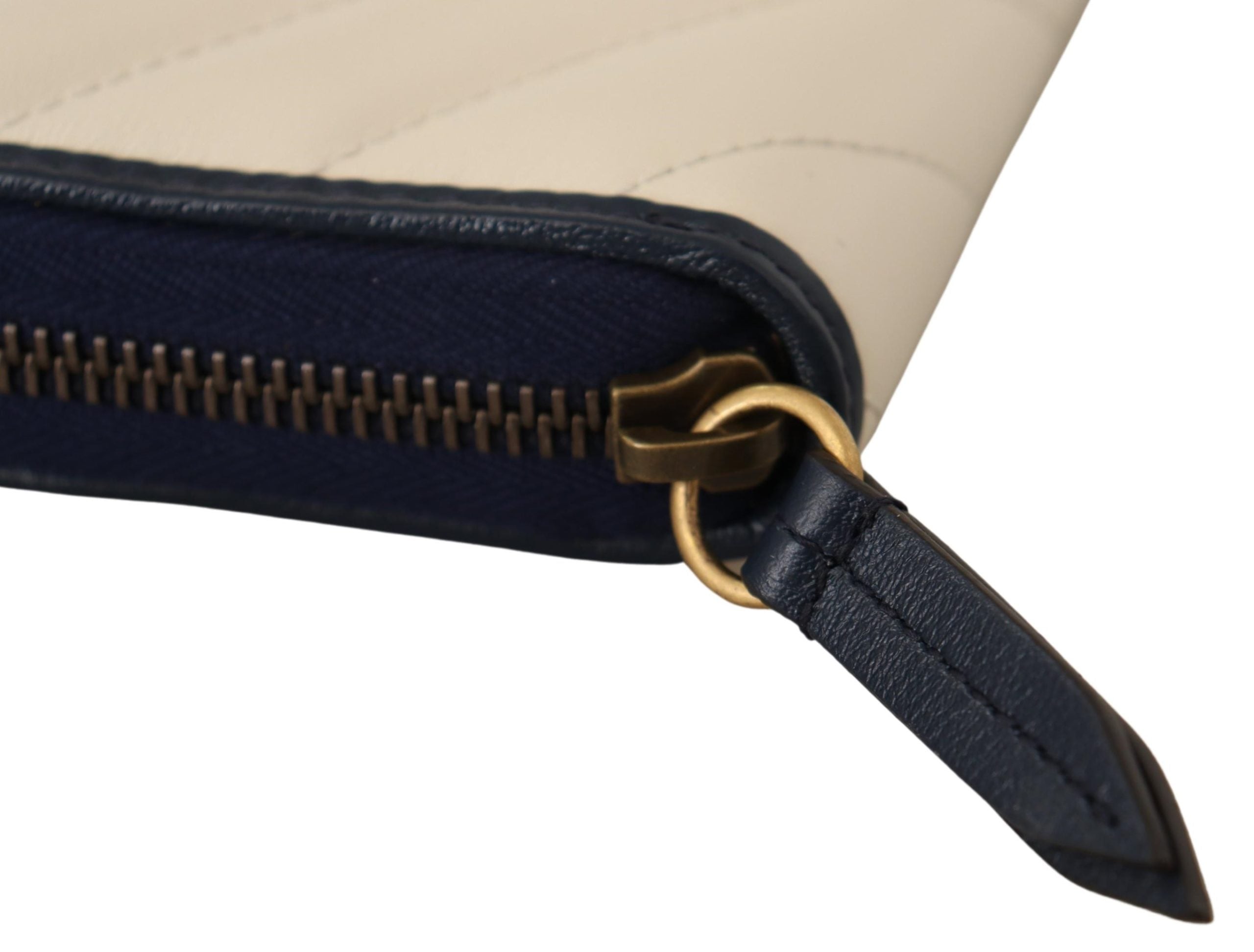 White & Blue Leather Marmont GG Torchon Zip Around Wallet