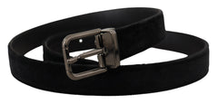 Dolce & Gabbana Elegant Black Leather Belt with Silver Tone Buckle