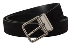 Dolce & Gabbana Elegant Black Leather Grosgrain Belt