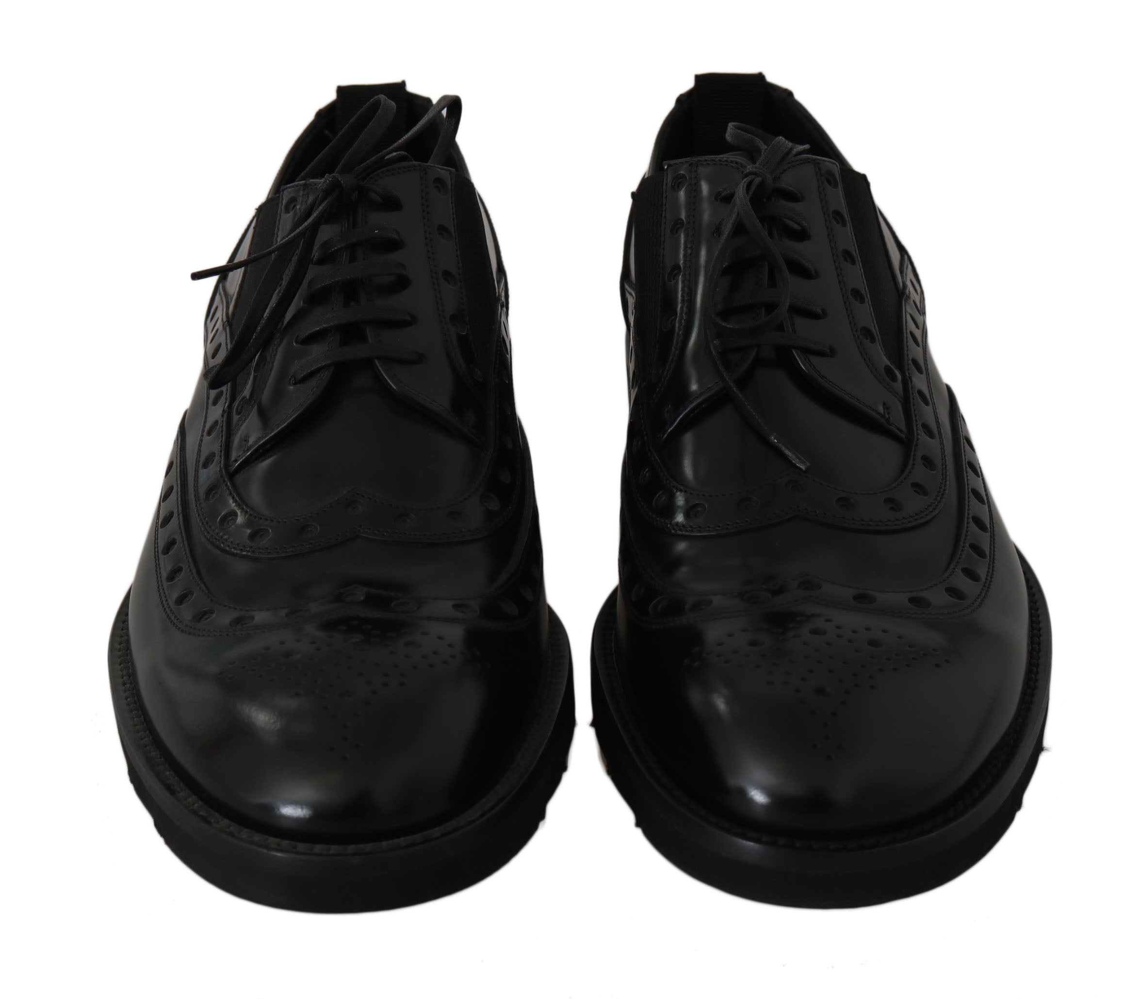 Black Leather Dress Derby Wingtip Shoes