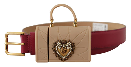 Dolce & Gabbana Pink Leather Devotion Heart Micro Bag Headphones Belt
