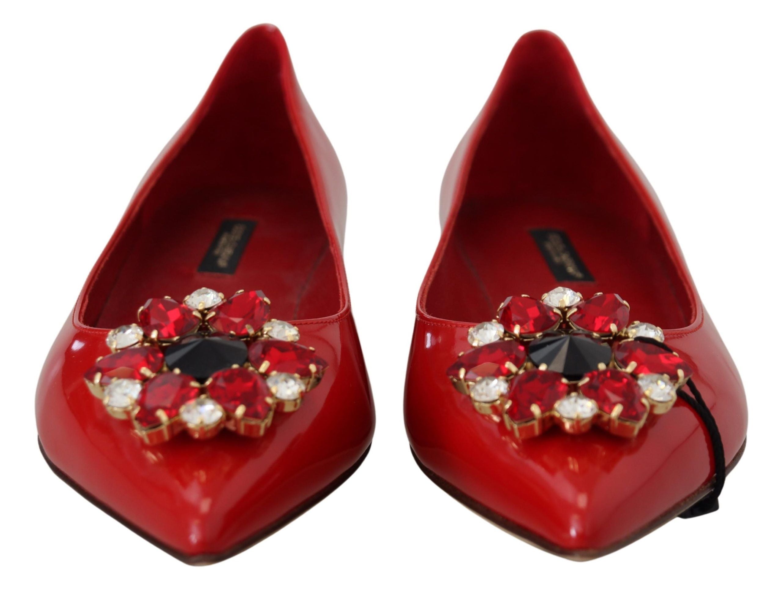 Dolce & Gabbana Red Suede Crystal Loafers - Exquisite Elegance