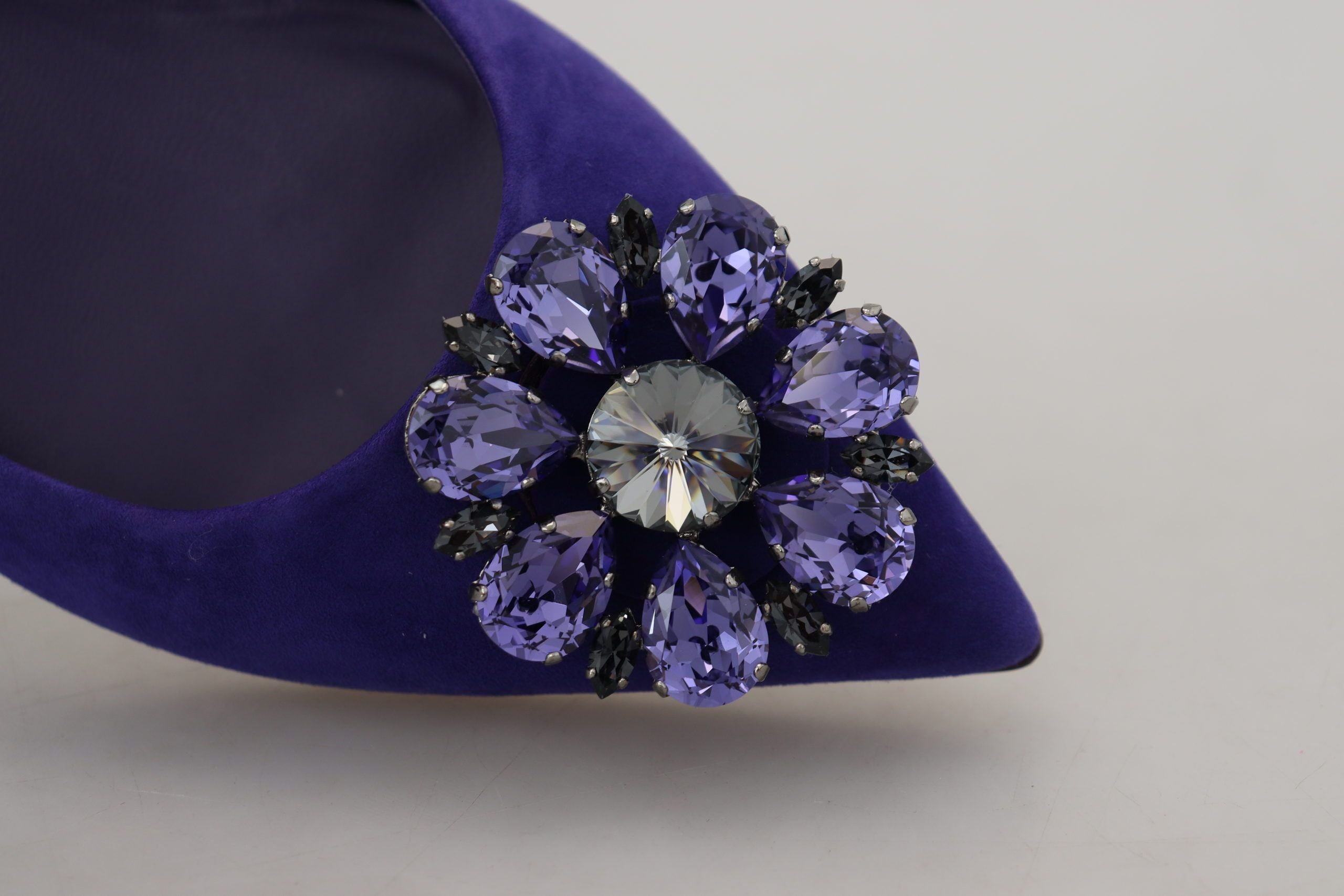 Dolce & Gabbana Embellished Crystal Purple Suede Flats