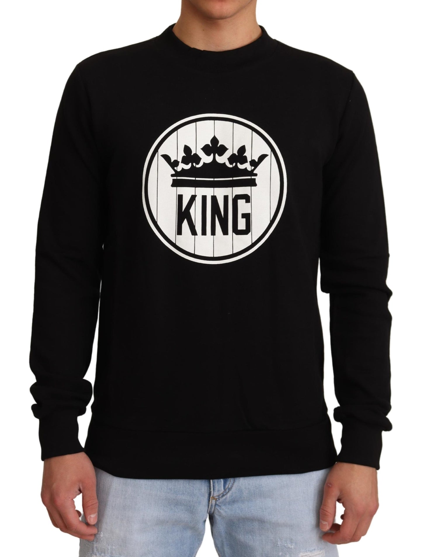 Black Crown King Cotton Pullover Sweater