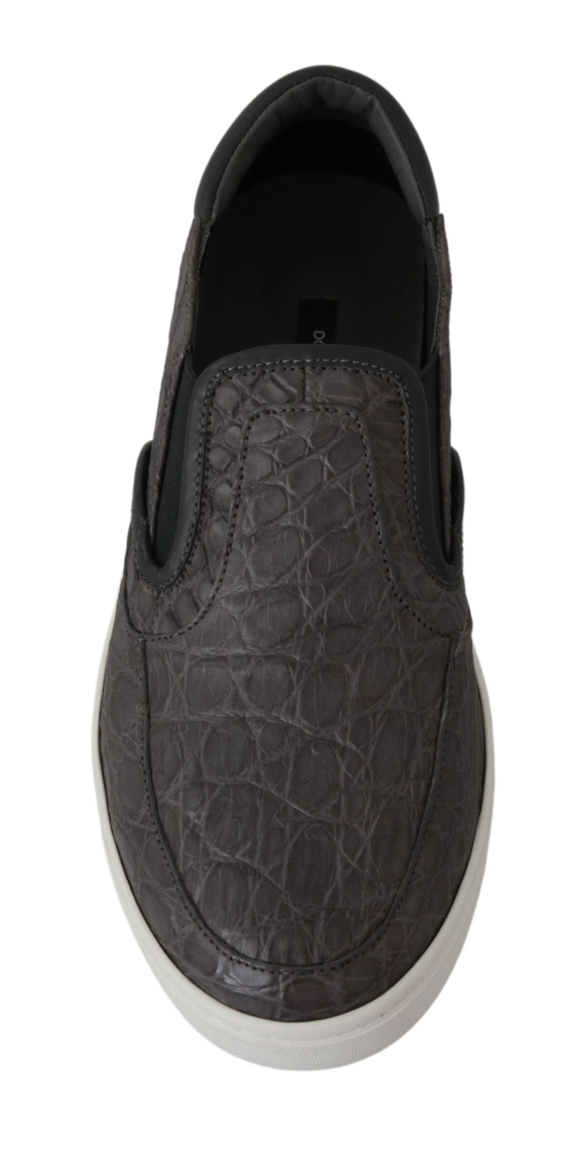 Dolce & Gabbana Elegant Gray Caiman Leather Loafers