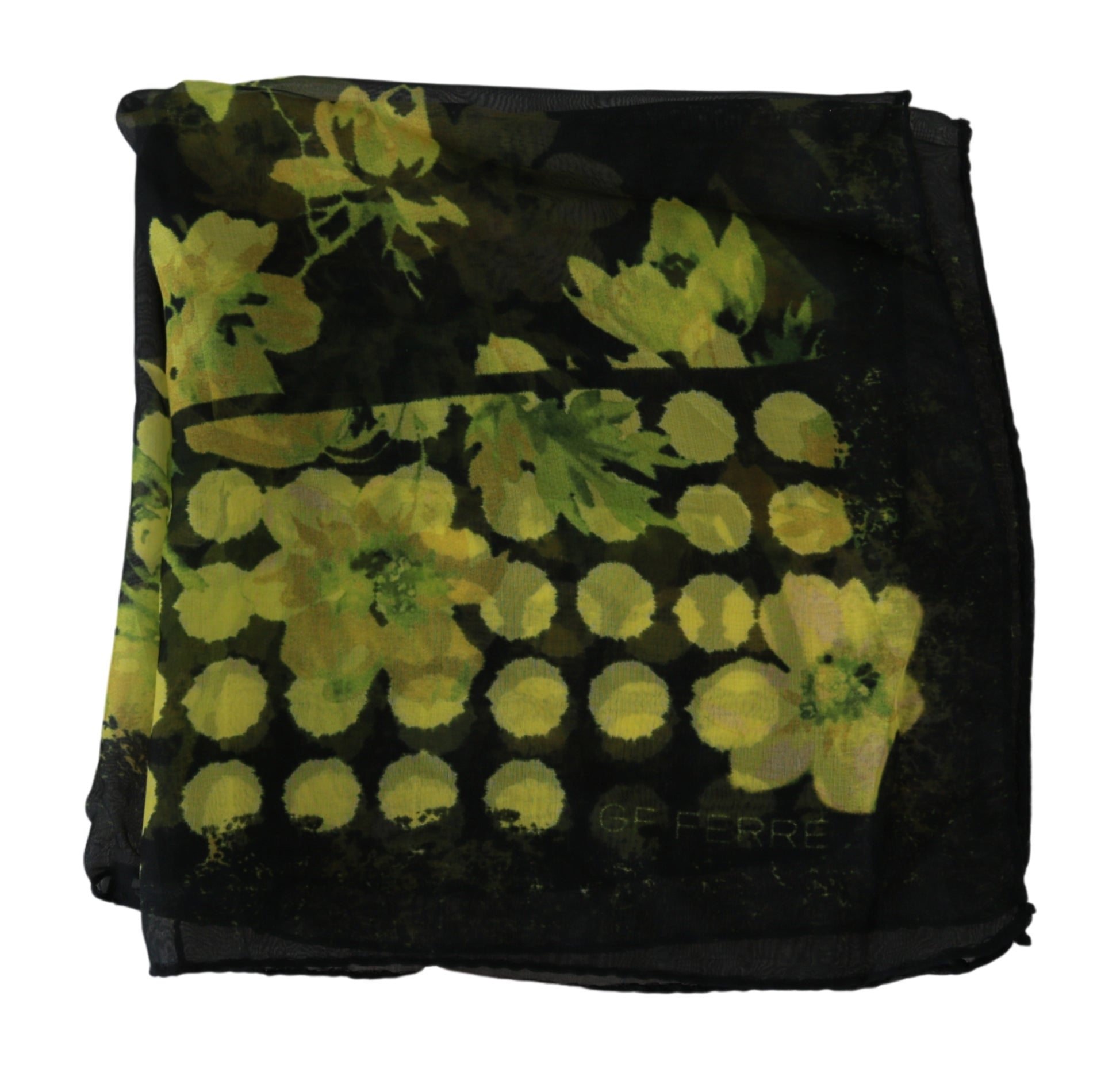 Black Floral Print Bandana Foulard Silk Scarf