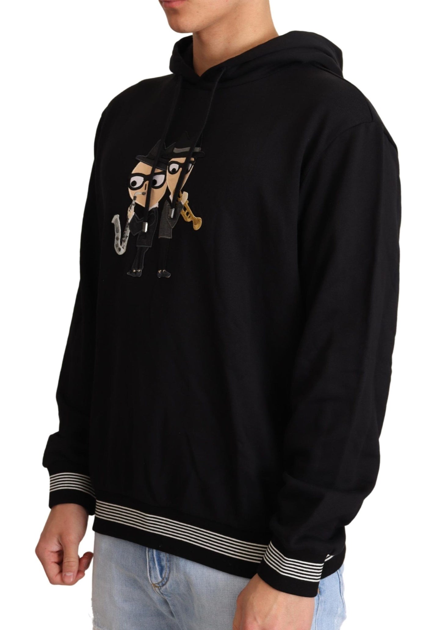Dolce & Gabbana Black Cotton Hooded #dgfamily Sweater