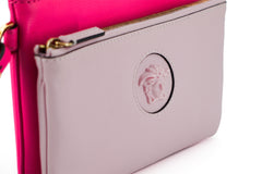 Versace Elegant Pink Leather Pouch Clutch