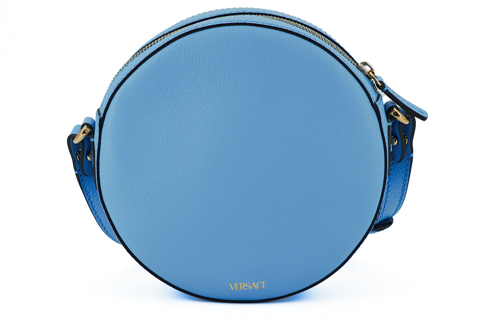 Versace Chic Blue Leather Round Shoulder Bag