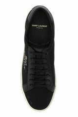 Saint Laurent Sleek Black Canvas & Leather Low-Top Sneakers