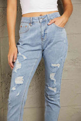 Baeful Acid Wash Distressed Jeans with Pockets