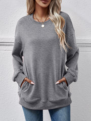 Dropped Shoulder Sweatshirt with Pockets