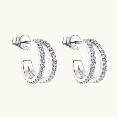 Moissanite 925 Sterling Silver C-Hoop Earrings