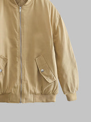 Zip Up Baseball Collar Puffer Jacket