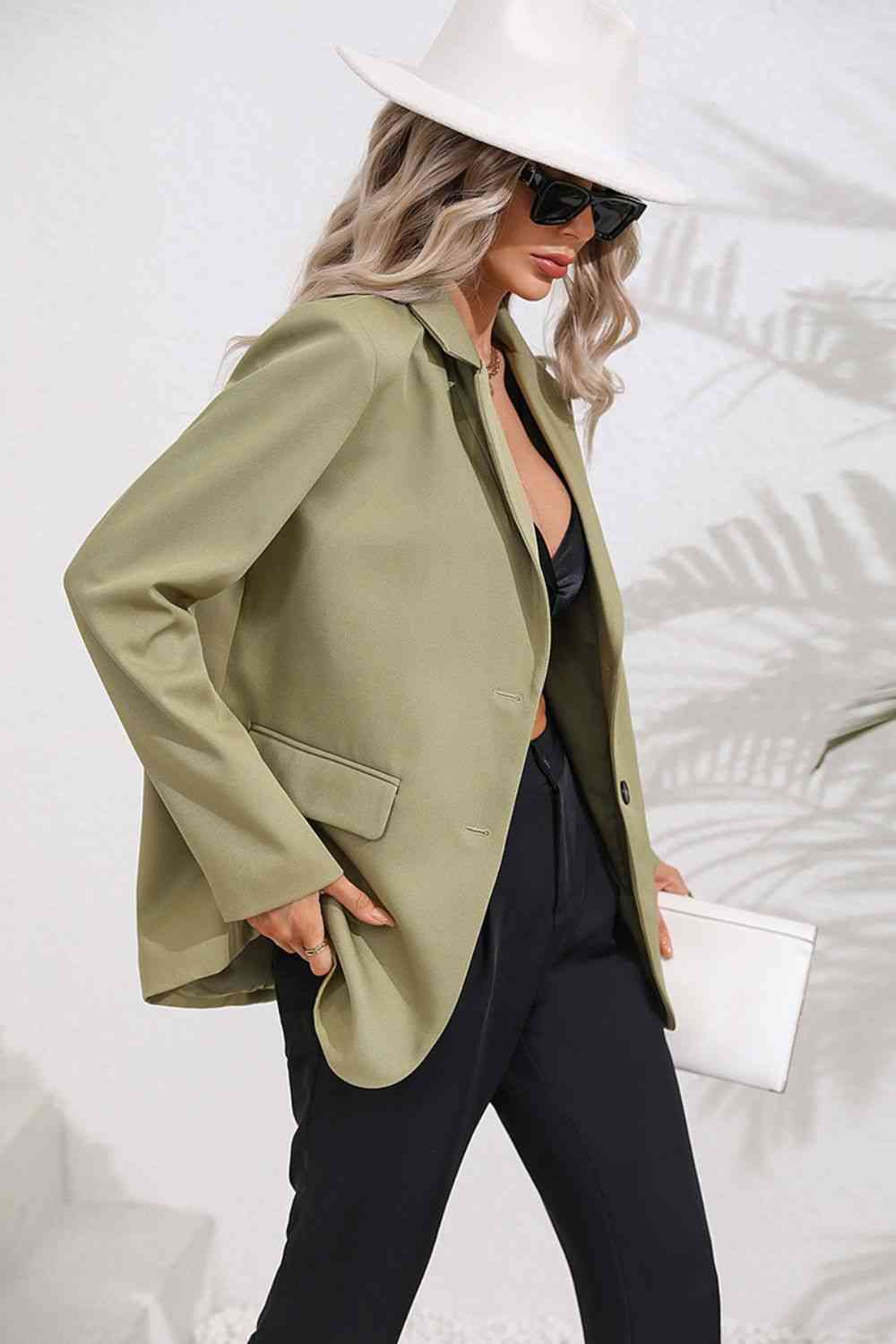 Lapel Collar Long Sleeve Blazer