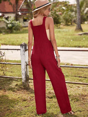 Round Neck Sleeveless Jumpsuit with Pockets