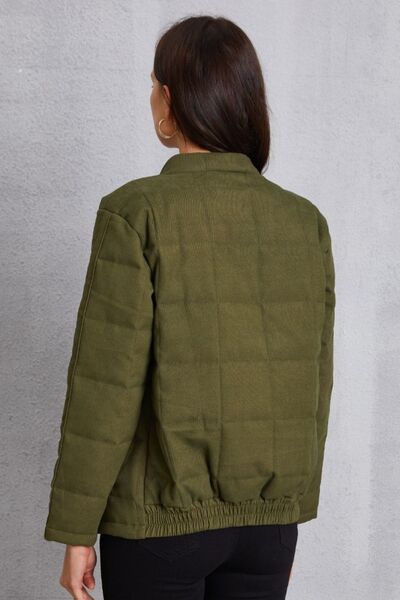 Zip Up Mock Neck Pocketed Jacket