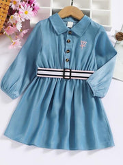 Half Button Long Sleeve Dress