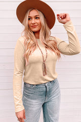 Cutout Round Neck Long Sleeve T-Shirt