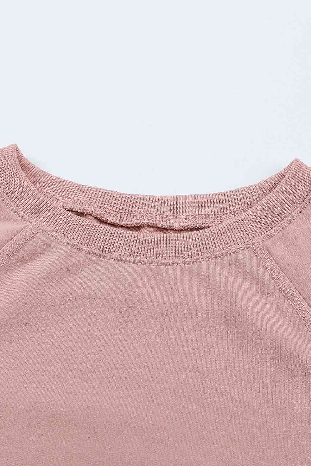 Girls Raglan Sleeve Ribbed Trim Sweatshirt