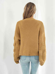 Open Front Ribbed Trim Cardigan