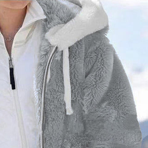 Zip-Up Hooded Teddy Coat