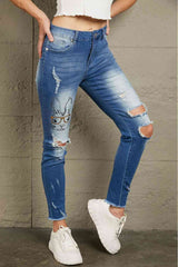 Baeful Easter Distressed Frayed Hem Jeans