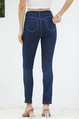 High Waist Button-Fly Slim Jeans