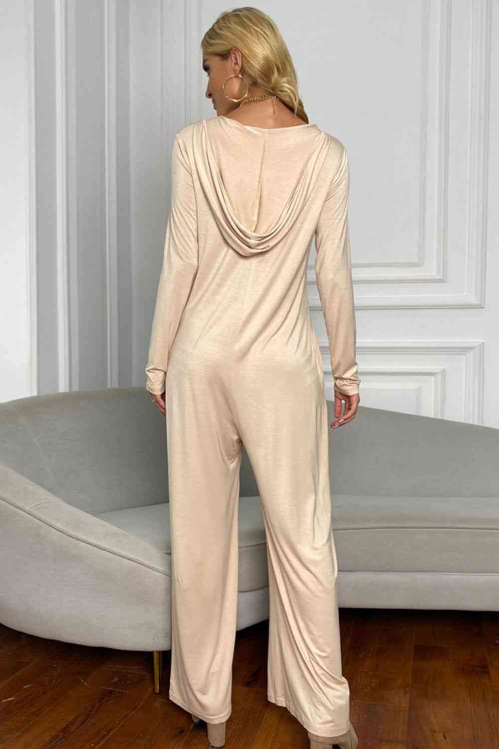 Long Sleeve V-Neck Jumpsuit with Pockets