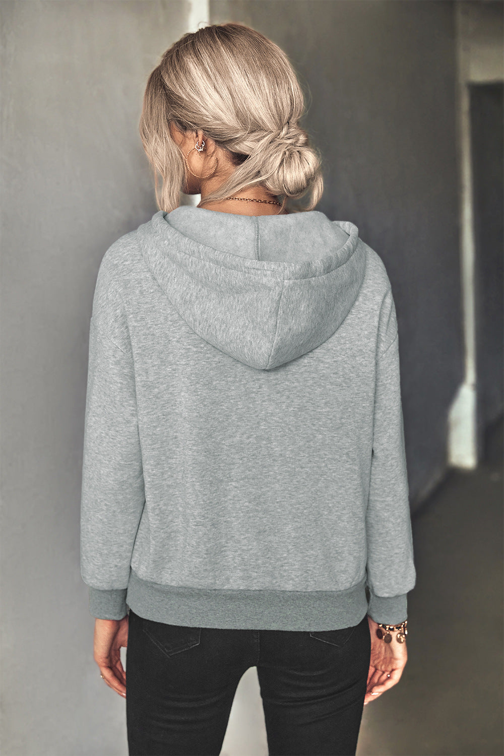 Half-Zip Drawstring Hoodie