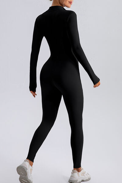 Half Zip Mock Neck Active Jumpsuit