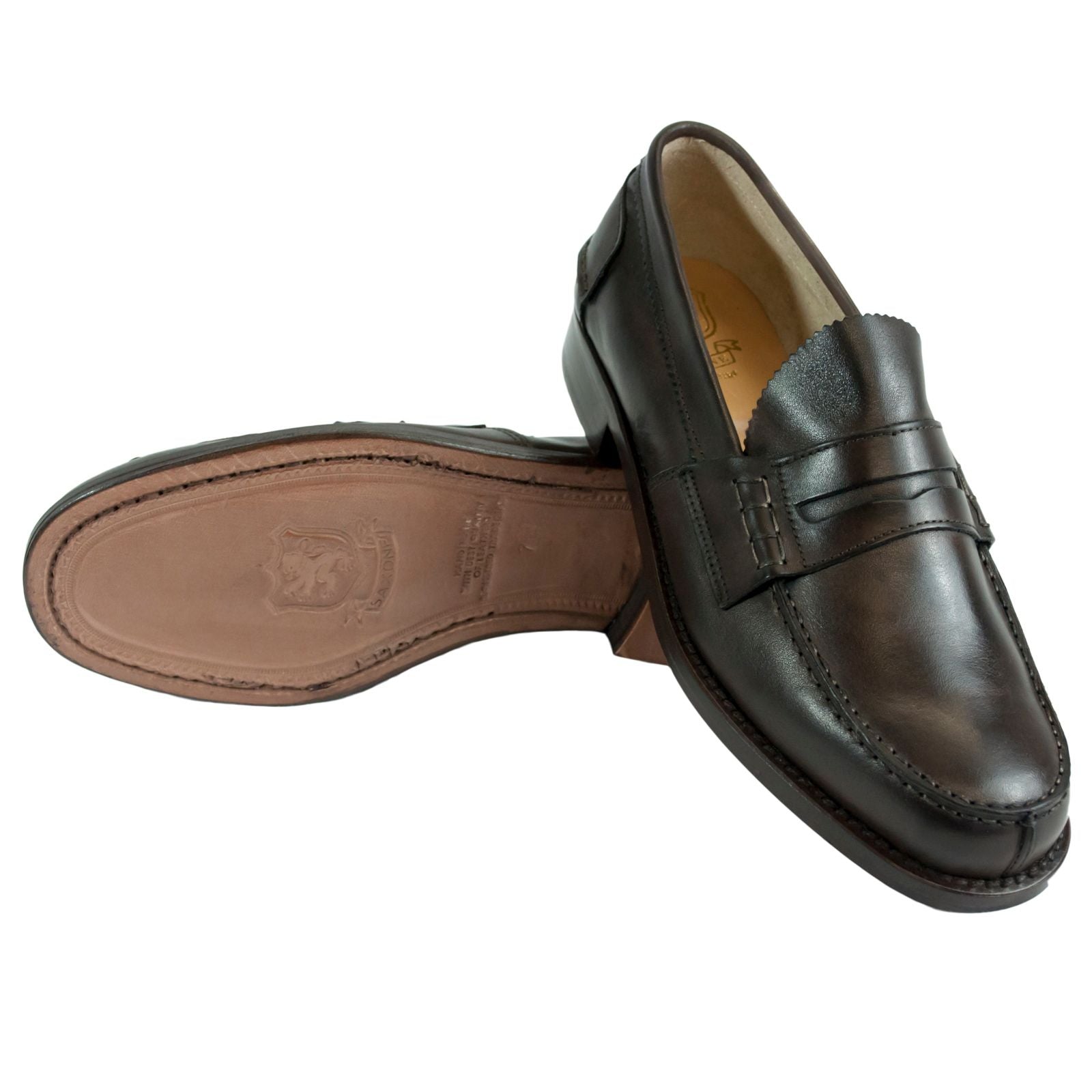 Saxone of Scotland Elegant Dark Brown Leather Loafers for Men