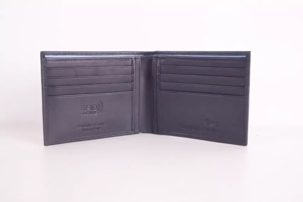 Harmont & Blaine Elegant Blue Calfskin Leather Wallet