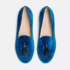 Charles Philip Elegant Silk Fabric Tasseled Loafers