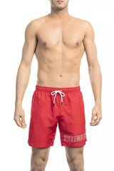 Bikkembergs Chic Red Swim Shorts with Print Detail