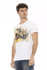 Trussardi Action Elevated Casual White Tee with Graphic Accent