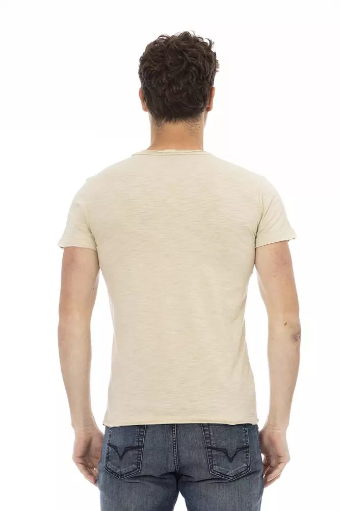 Trussardi Action Beige Short Sleeve Cotton Blend T-Shirt