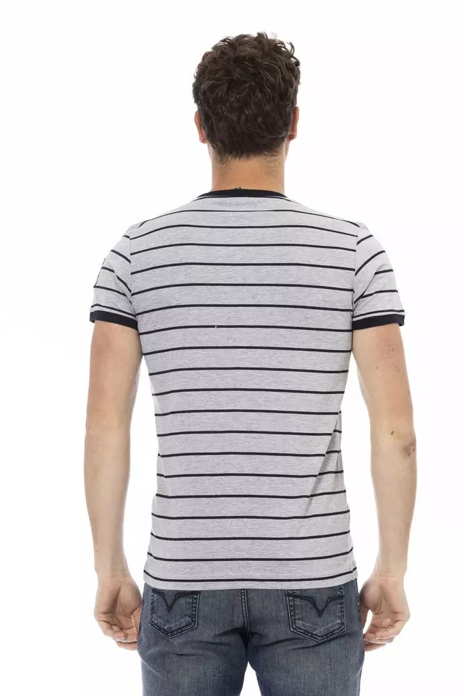 Trussardi Action Elegant Gray T-Shirt with Chic Front Print