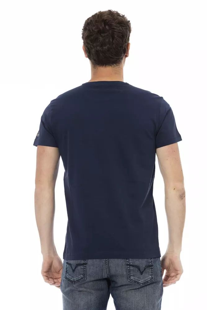 Trussardi Action Chic Blue Printed Tee with Short Sleeves